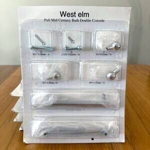 West Elm Mid Century Bath Chrome Knobs Pulls 5 Piece Set NWT